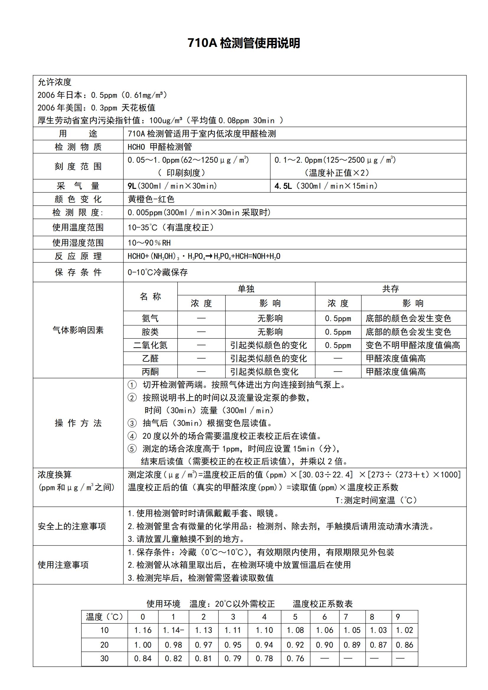 北川式氣體檢測管710A初檢管使用說(shuō)明